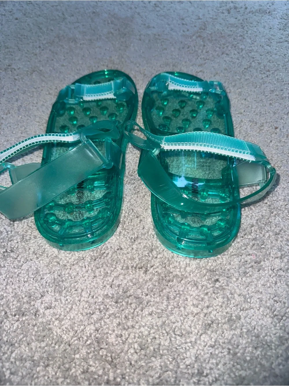 Fashion Nova Aqua Teal Jelly Adjustable Ankle Strap Sandals Size 11